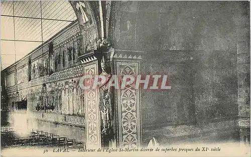 Cartes postales Laval Interieur de l'Eglise St Martin decoree de Superbes Freques du XIe Siecle
