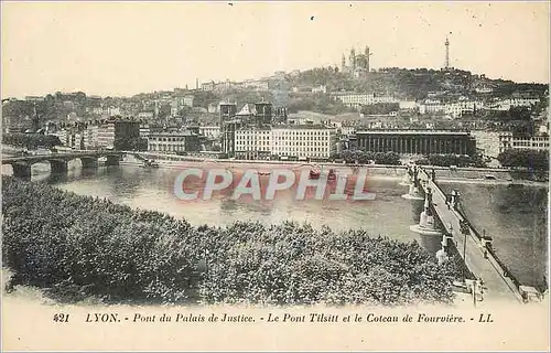 Ansichtskarte AK Lyon Pont du Palais de Justice Le Pont Tilsitt et le Coteau de Fourviere