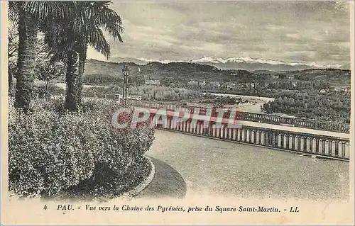 Cartes postales Pau Vue vers la Chaine des Pyrenees prise du Square Saint Martin