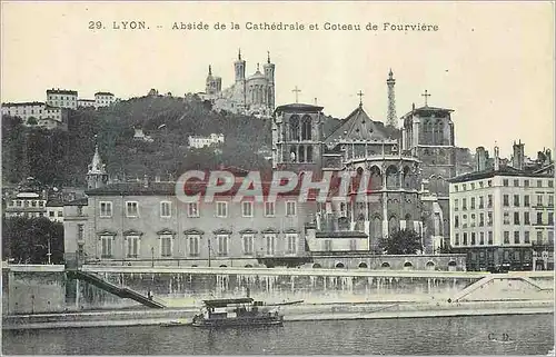 Cartes postales Lyon Abside de la Cathedrale et Coteau de Fourviere