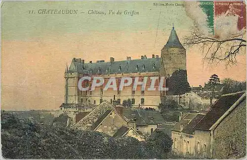 Cartes postales Chateaudun Chateau vu du Griffon (carte toilee)