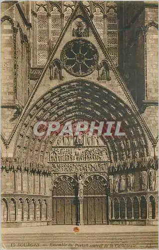 Cartes postales Bourges Ensemble du Portail Central de la Cathedrale