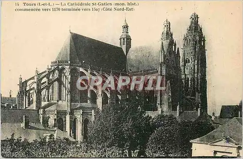Cartes postales Tours (I et L) La Cathedrale St Gatien (Mon Hist) Commencee vers 1170 Terminee vers 1507 Cote No