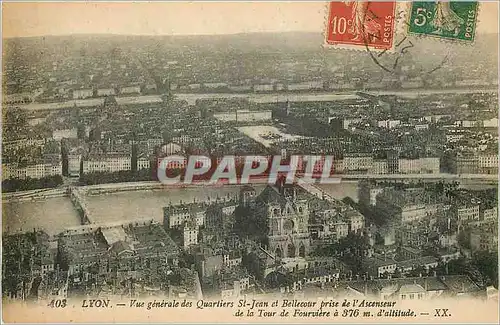 Ansichtskarte AK Lyon Vue Generale des Quartiers St Jean et Bellecour prise de l'Ascenseur