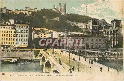 Cartes postales Lyon Pont Tilsitt Cathedrale St Jean et Coteau de Fourviere