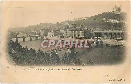 Ansichtskarte AK Lyon Le Palais de Justice et le Coteau de Fourvieres (carte 1900)