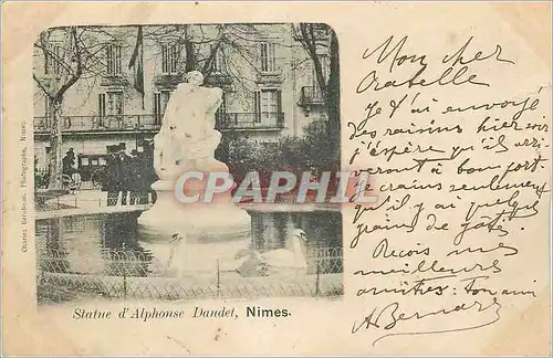 Cartes postales Nimes Statue d'Alphonse Daudet (carte 1900)