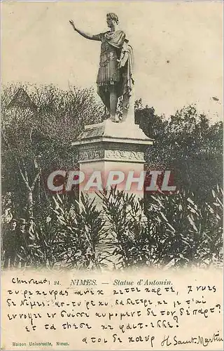 Cartes postales Nimes Statue d'Antonin (carte 1900)
