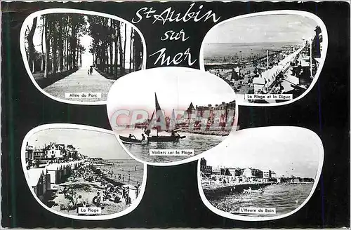 Cartes postales moderne Saint Aubin sur Mer Allee du parc La plage et la digue Voiliers sur la plage L'heure du bain La