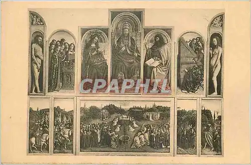 Cartes postales Grand Eglise St Bavon Tableau Le Triomphe de l'Agneau par Hybert et Jean Van Eyck Orgue