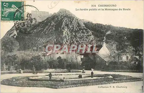 Cartes postales Cherbourg Le Jardin public et la Montagne du Roule
