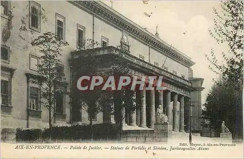 Cartes postales Aix en Provence Palais de Justice Statues de Portalis et Simeon