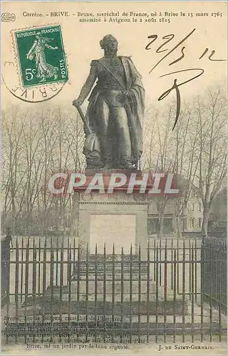 Cartes postales Brive Correze Brune Marechal de France ne a Brive le 15 mars 1763 assassine a Avignon le 2 Aout