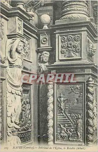 Cartes postales Naves (Correze) Interieur de l'Eglise Le Retable (detail)