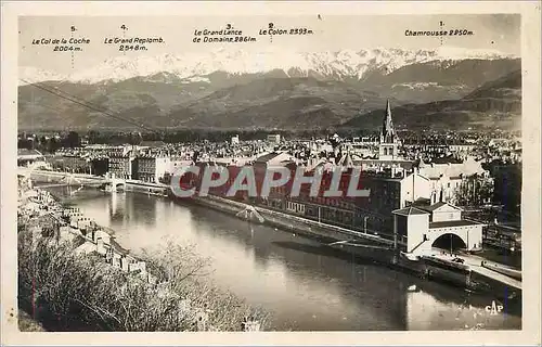 Moderne Karte Grenoble Vue Generale et les Alpes