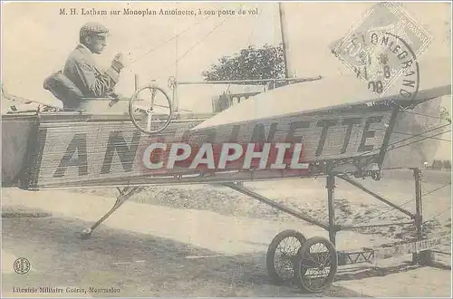 REPRO Latham sur Monoplan Antoinette a son Poste de Vol Avion Aviation