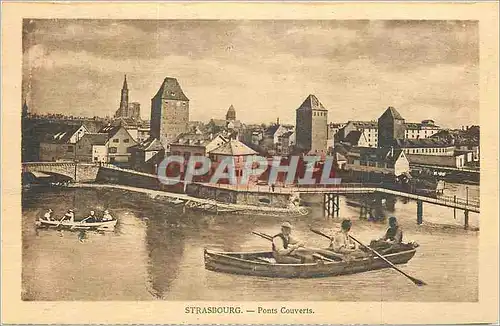 Ansichtskarte AK Strasbourg Pont Couverts Bateau Barque