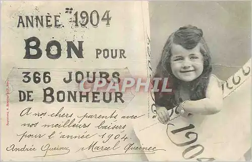 Cartes postales Annee 1904 Bon pour 366 Jours de Bonheur