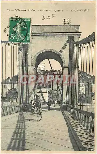 Ansichtskarte AK Vienne (Isere) Le Pont Suspendu Velo Cycle