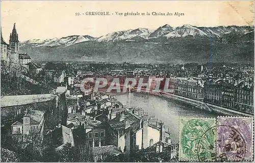 Cartes postales Grenoble Vue Generale et la Chaine des Alpes