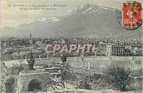 Cartes postales Grenoble Vue Generale et le Moucherotte vue prise du Jardin des Dauphins