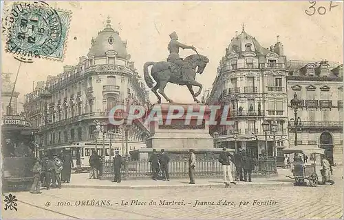 Ansichtskarte AK Orleans La Place du Martroi Jeanne d'Arc par Foyatier Tramway