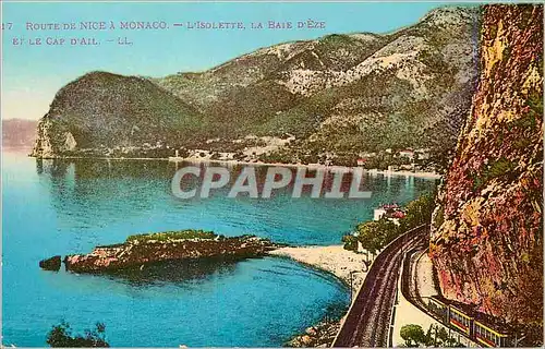 Cartes postales Route de Nice a Monaco L'Isolette La Baie d'Eze et le Cap d'Ail Train Funiculaire