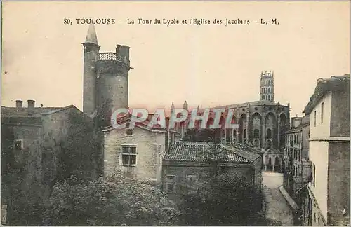 Cartes postales Toulouse la Tour du Lycee et l'Eglise des Jacobins