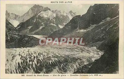Cartes postales Massif du Mont Blanc Route des Alpes Mer de Glace