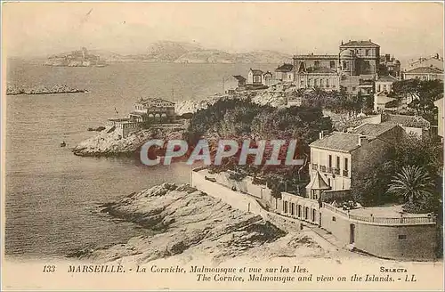 Ansichtskarte AK Marseille La Corniche Malmousque et vue sur les Iles