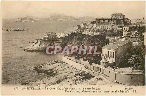 Cartes postales Marseille La Corniche Malmousque et vue sur les Iles