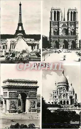 Cartes postales moderne Paris La Tour Eiffel Notre Dame L'Arc de Triomphe Le Sacre Coeur
