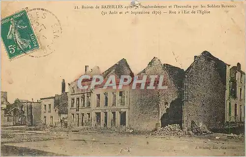 Cartes postales Ruines de Bazeilles apres le Bombardement et l'Incendie par les Soldats Bavarois (militaria)