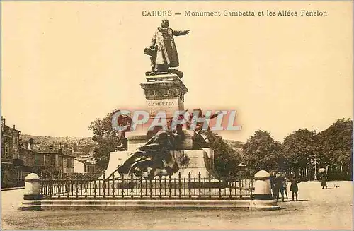 Cartes postales Cahors Monument Gambetta et les Allees Fenelon