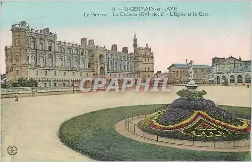 Cartes postales St Germain en Laye Le Parterre La Chateau (XVIe Siecle) L'Eglise et la gare