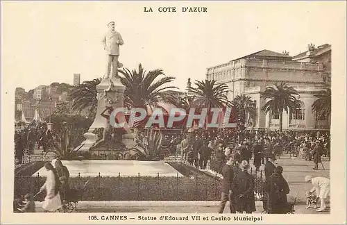 Ansichtskarte AK Cannes La Cote d'Azur Statue d'Edouard VII et Casino Municipal