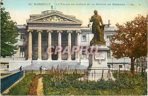 Cartes postales Marseille Le Palais de Justice et la Statue de Berryer