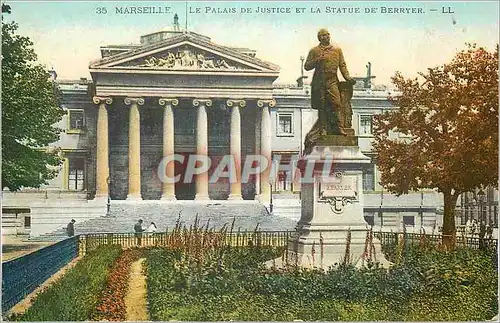 Cartes postales Marseille Le Palais de Justice et la Statue de Berryer