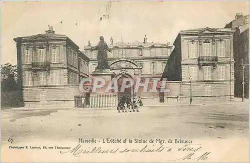 Ansichtskarte AK Marseille L'Eveche et la Statue de Mgr de Belsunce