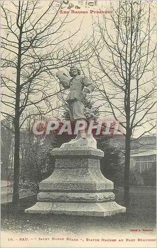 Ansichtskarte AK Pau Les Basses Pyrenees Salut Noble Bearn Statue Marbre au Parc Beaumont