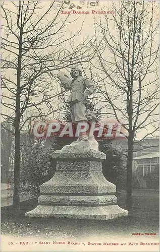 Cartes postales Pau Les Basses Pyrenees Salut Noble Bearn Statue Marbre au Parc Beaumont