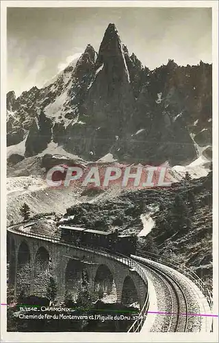 Moderne Karte Chamonix Chemin de Fer du Montenvers et l'Aiguille du Dru Train