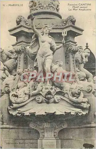 Cartes postales Marseille Fontaine Cantini Motif Central La Mer Amphytrite