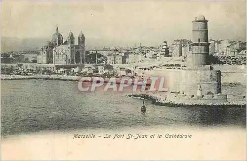 Cartes postales Marseille Le Fort St Jean et la Cathedrale