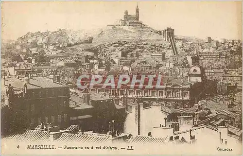 Cartes postales Marseille Panorama vu a vol d'Oiseau