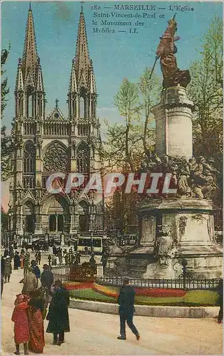 Cartes postales Marseille L'Eglise Saint Vincent de Paul et le Monument des Mobiles