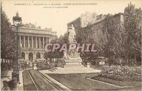 Cartes postales Marseille Square de la Bourse Stock Exchange Garden Statue de Pierre PUget