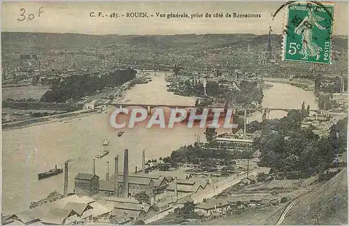 Cartes postales Rouen Vue Generale prise du Cote de Bonsecourt