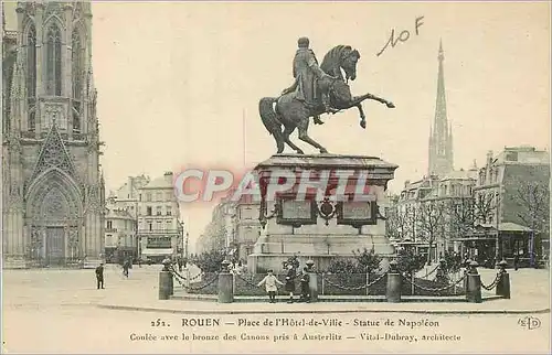 Cartes postales Rouen Place de l'Hotel de Ville Statue de Napoleon