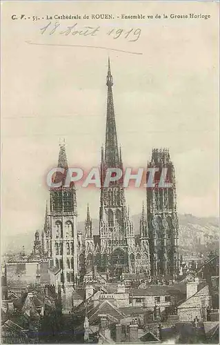 Cartes postales La Cathedrale Rouen Ensemble vu de la Grosse Horloge